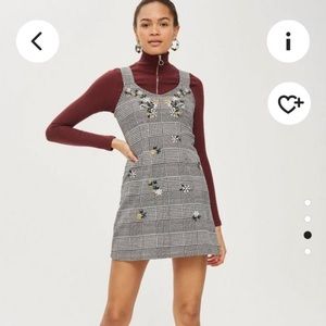Topshop gingham pinafore dress